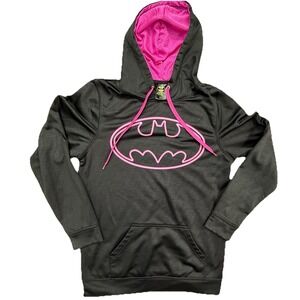 Girls Batman Hoodie Sweatshirt Youth XL Pullover Black Pink Bat Graphic